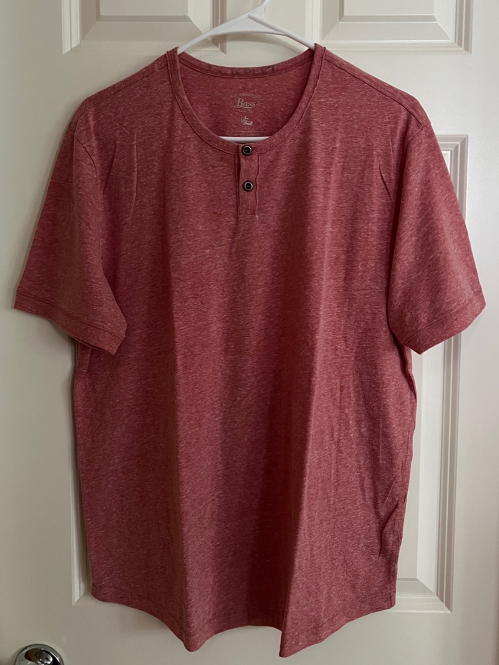 G.H. Bass & Co. Heathered Maroon Short Sleeve Henley Tee